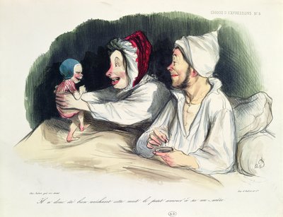 Ecstatic Parents with Their New Baby by Honoré Daumier